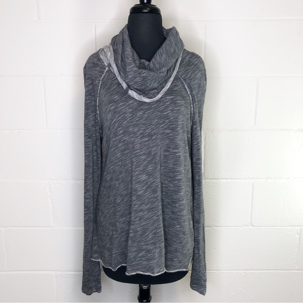 Free People Beach Cocoon Cowl Neck Pullover Tunic Top Charcoal One Body